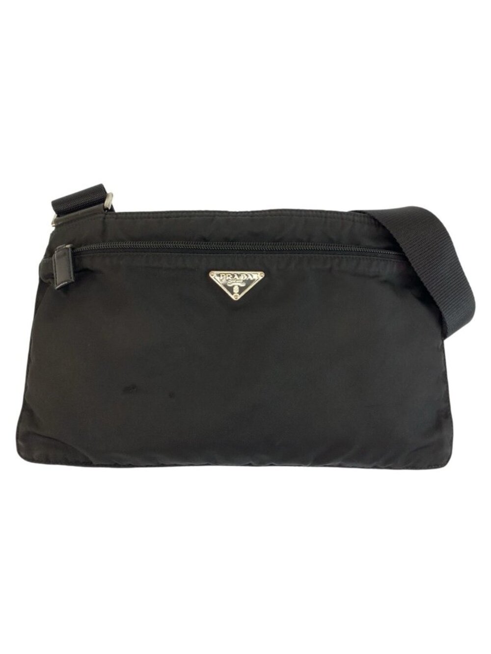 Prada Tessuto Black Silver Nylon Shoulder Bag Pochette
